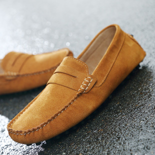 Large size cross-border live selling bean shoes men's leather frosted loafers one-step British men's casual shoes