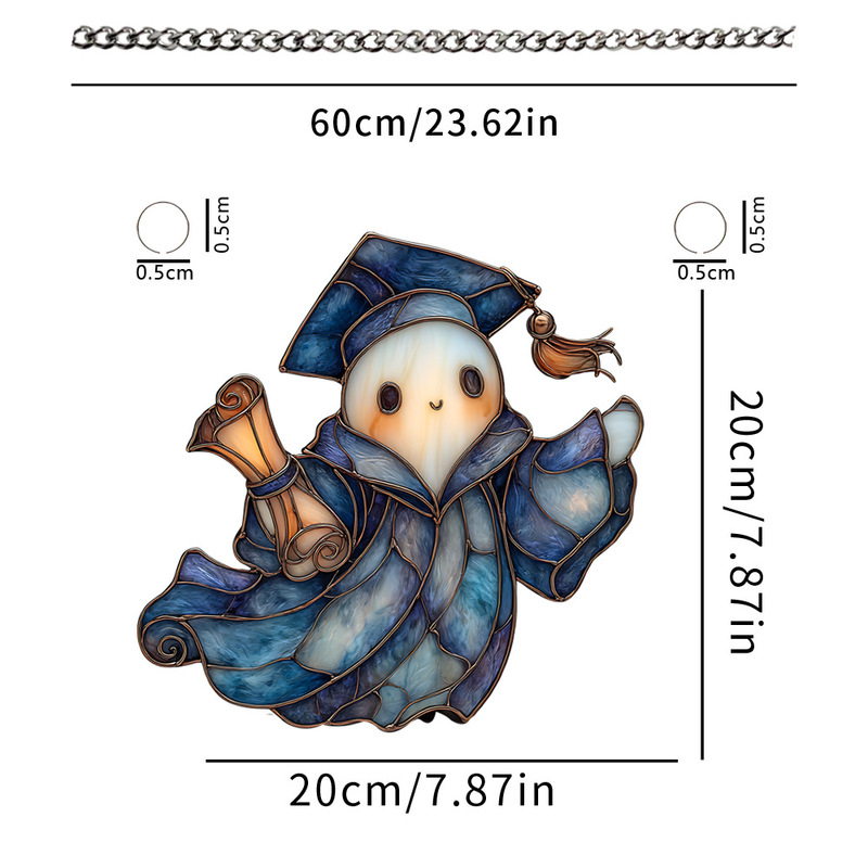 ハロウィン新月下の就寝前の読書リトルゴースト 2D フラットアクリルホリデー雰囲気装飾ペンダント|undefined