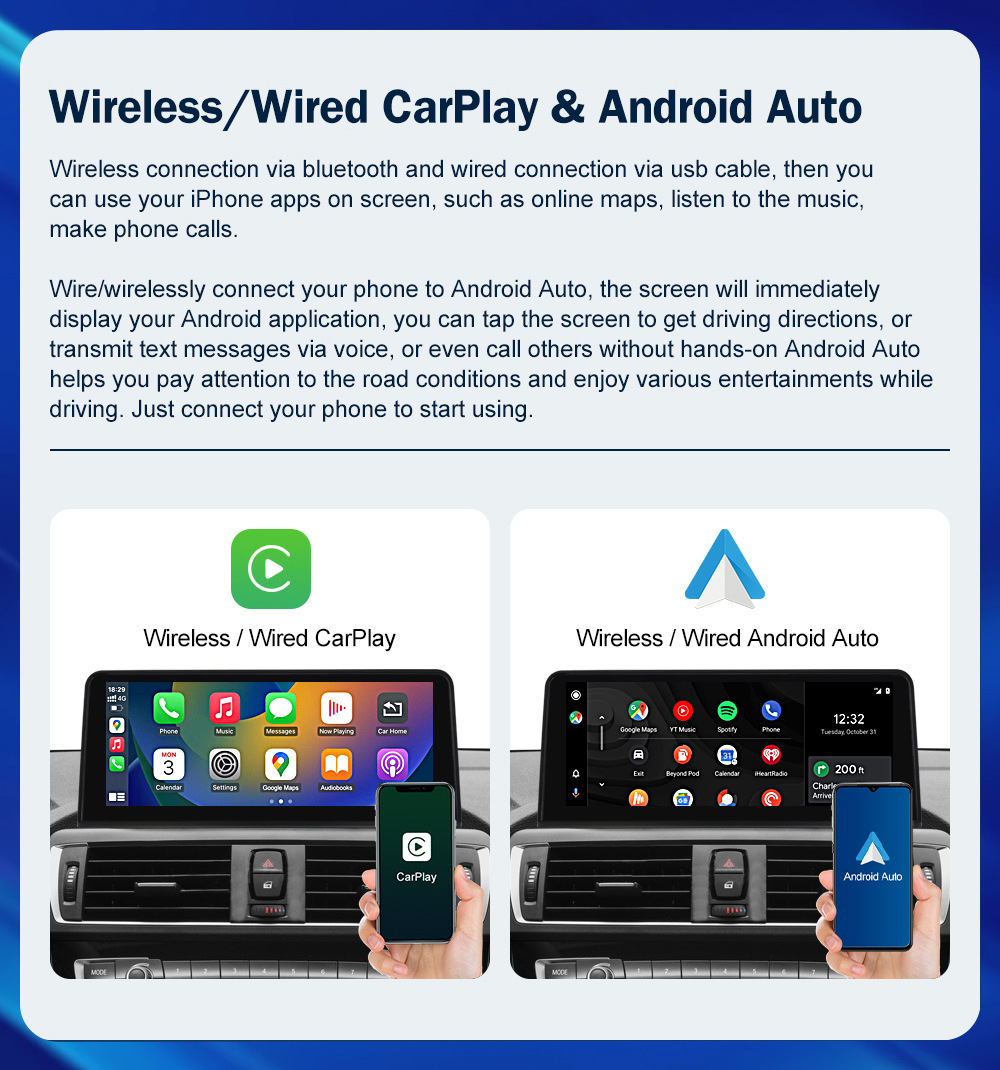 10.25'' Car Multimedia Display for Bmw 1/2 Series Nbt System Bluetooth Wireless Carplay