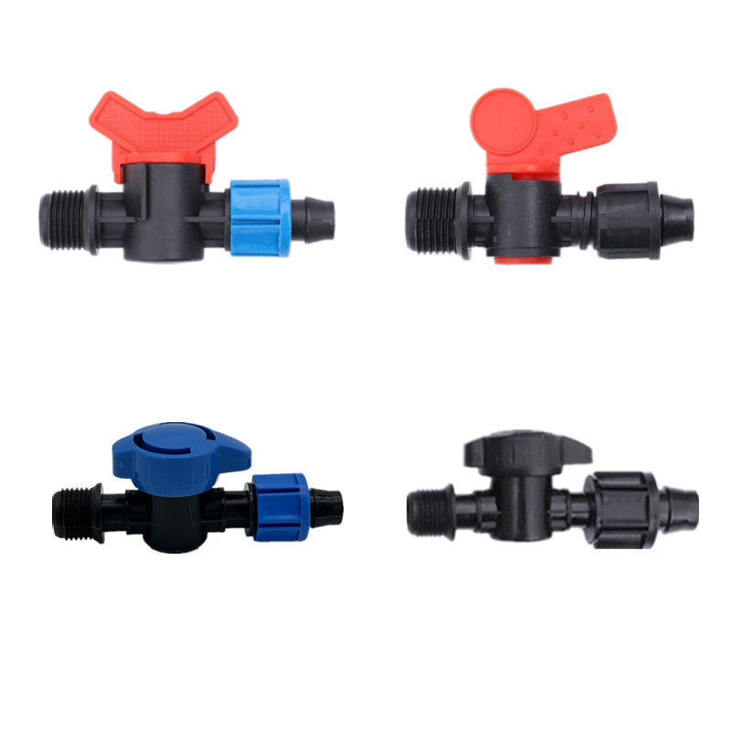 Cerradura de riego de ahorro de agua agrícola válvula de alambre macho conector de rosca macho válvula interruptor de válvula de tubería de agua pe válvula pequeña conector de tubería de riego por goteo