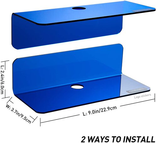 Floating shelf wall-mounted rack No punching wall storage rack Acrylic switch clock speaker storage rack