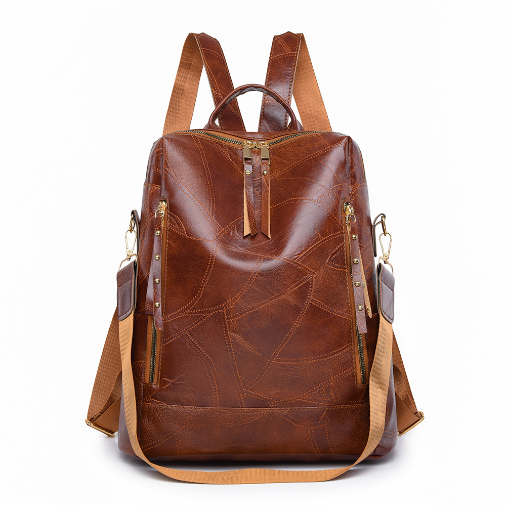 Mochila transfronteriza súper caliente nueva para mujer de gran capacidad Mochila de viaje multifuncional de color de contraste de moda Mochila escolar para estudiantes universitarios