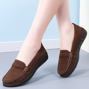 Cross-border Special for New Cowhide Mother Shoes plus size Middle-aged and Elderly Casual Women's Single-layer Shoes Slip-on Soft-soled Shoes for Women