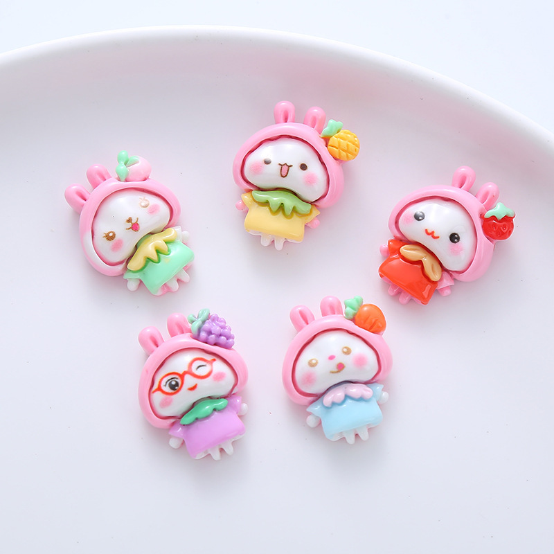 Directo de fábrica brillante lindo conejo dibujos animados resina accesorios DIY pegamento crema tocado los niños materiales hechos a mano