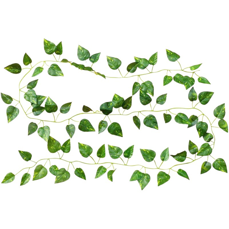 Venta al por mayor hoja de uva artificial Flor de plástico ratán pared colgante hoja artificial ratán planta hoja verde decoración flor falsa vid