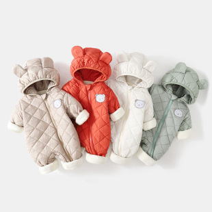 Baby Autumn and Winter Clothes Clip Cotton Conjoined Clothes for Boys and Girls Baby Cotton-padded Jacket Newborn Climbing Clothes Warm Cotton-padded Clothes Holding Clothes