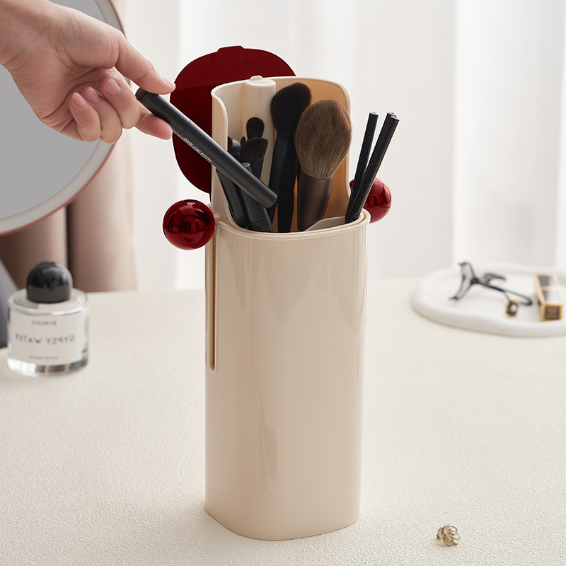 Caja de almacenamiento de pinceles de maquillaje de elevación rojo