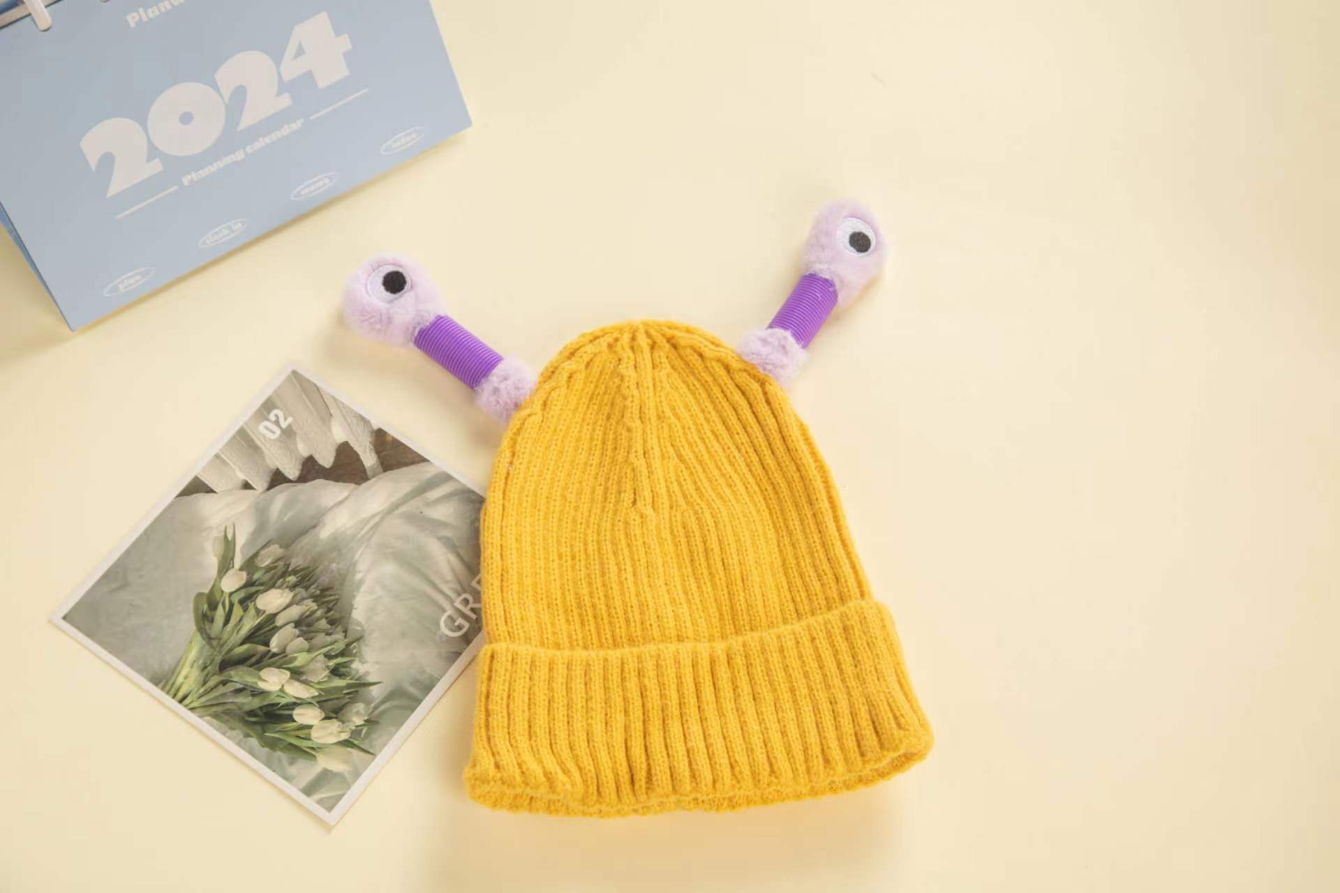 Tentáculo de dibujos animados luminoso pequeño monstruo sombrero de lana hembra Otoño e Invierno divertido padre-hijo cálido sombrero de punto