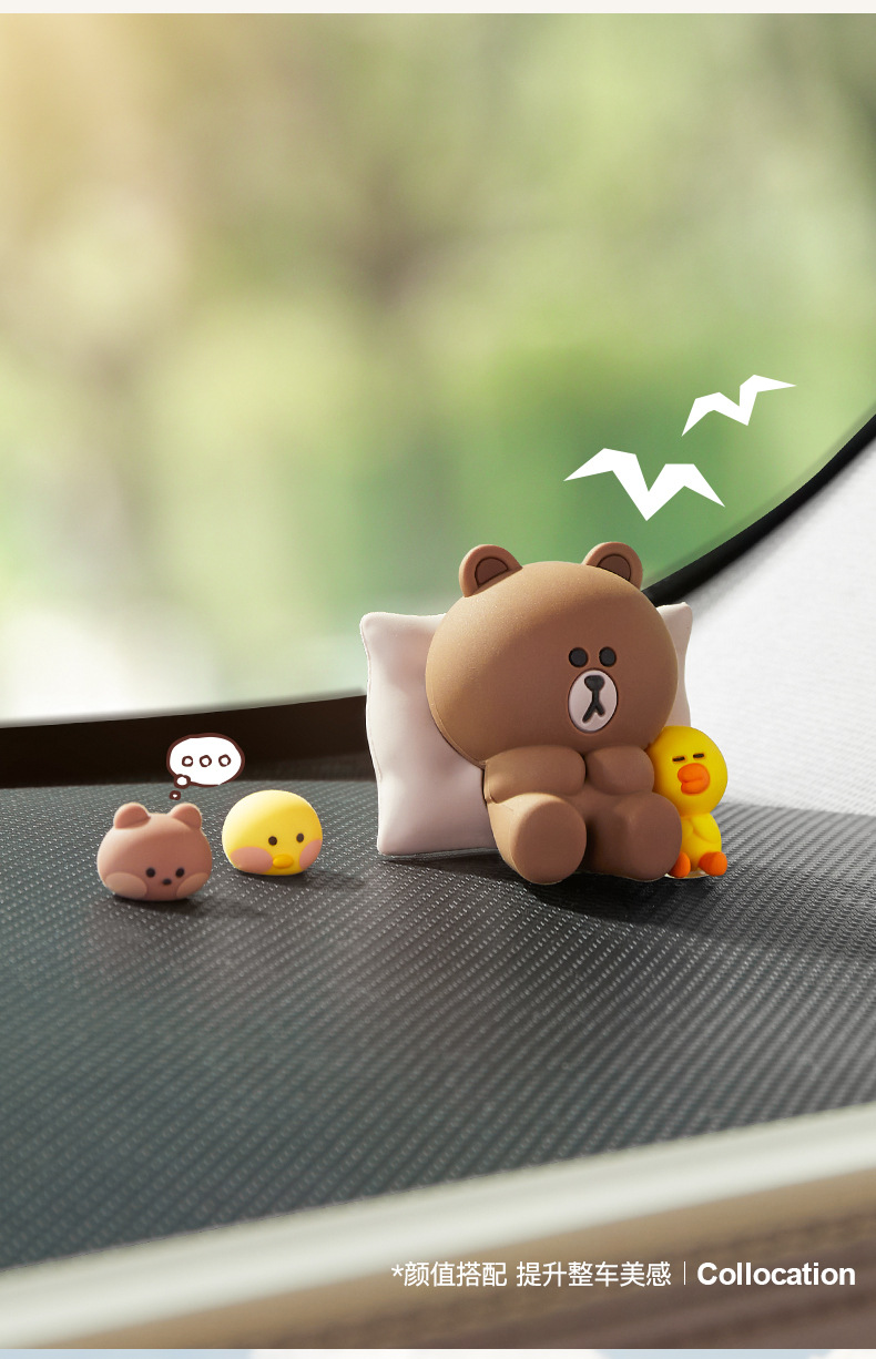 Brown Bear Car Interior Decoration Ornaments, Healing-Style Cartoon Door-Side Ornaments, Cute Dolls for Car Interior Decoration, Car Ornaments