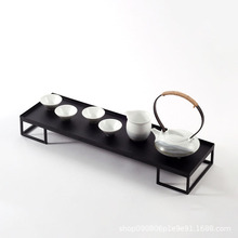 新中式白色釉陶瓷茶壶茶盘套装茶具禅意摆件样板房家居茶室装饰品