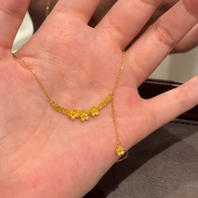 『落花流水』桃花项链爆闪中古四芒星百搭气质高级锁骨链饰品批发