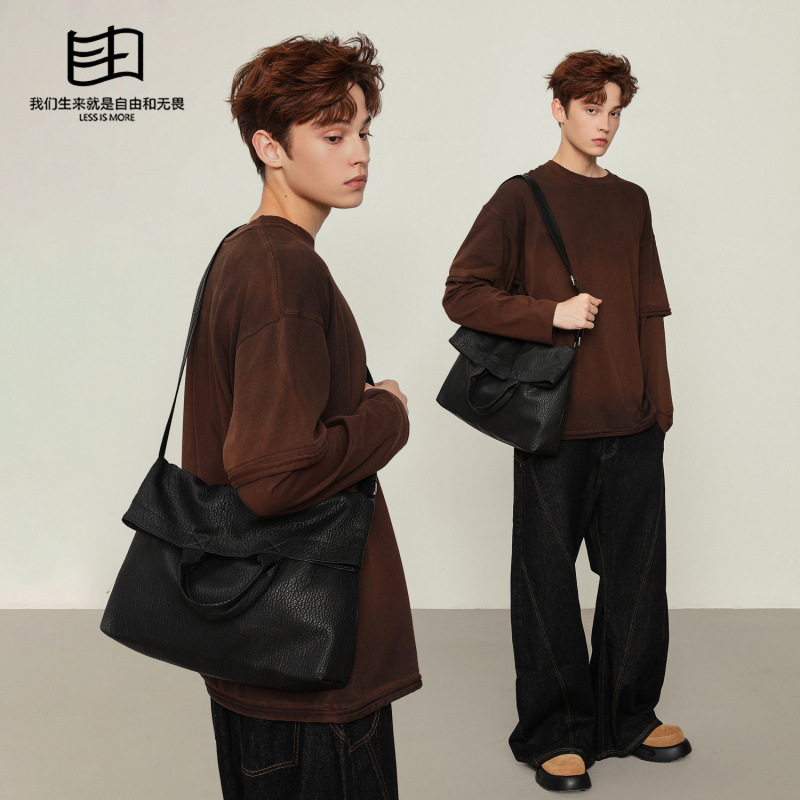 It's Freedom! Cowhide Crossbody Bag, Niche Design, Commuter Bag, Shoulder Bag, Trendy Brand for Men and Women, Large Capacity Tote Bag
