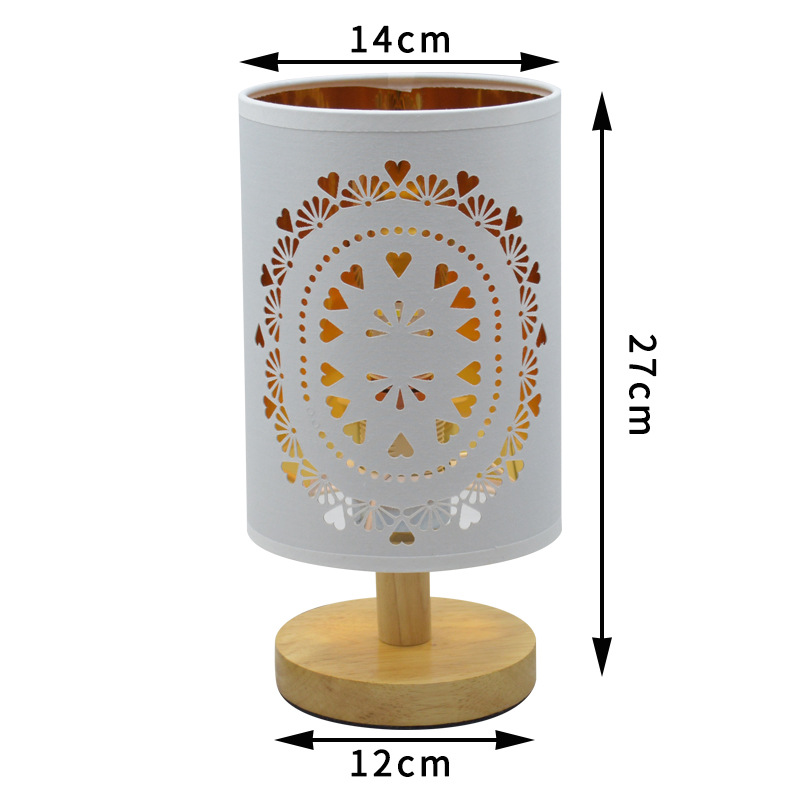 [Xianfan] nueva lámpara de mesa hueca de madera maciza Nordic retro rico gran flor dormitorio sala de estar mesita de noche Lámpara decorativa