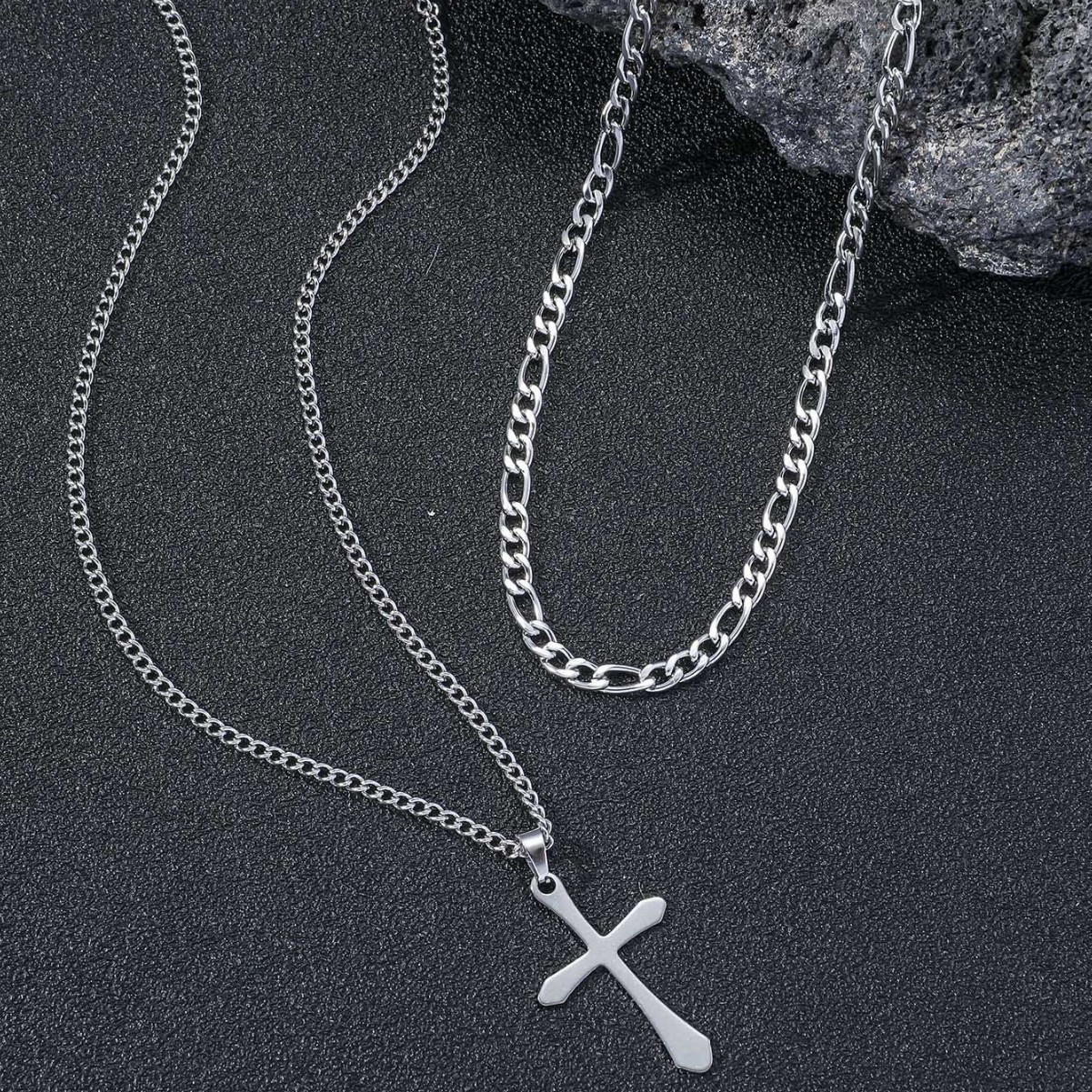 Multi-layer kruisketting voor heren hip-hopstijl titaniumstaal_voghion.com