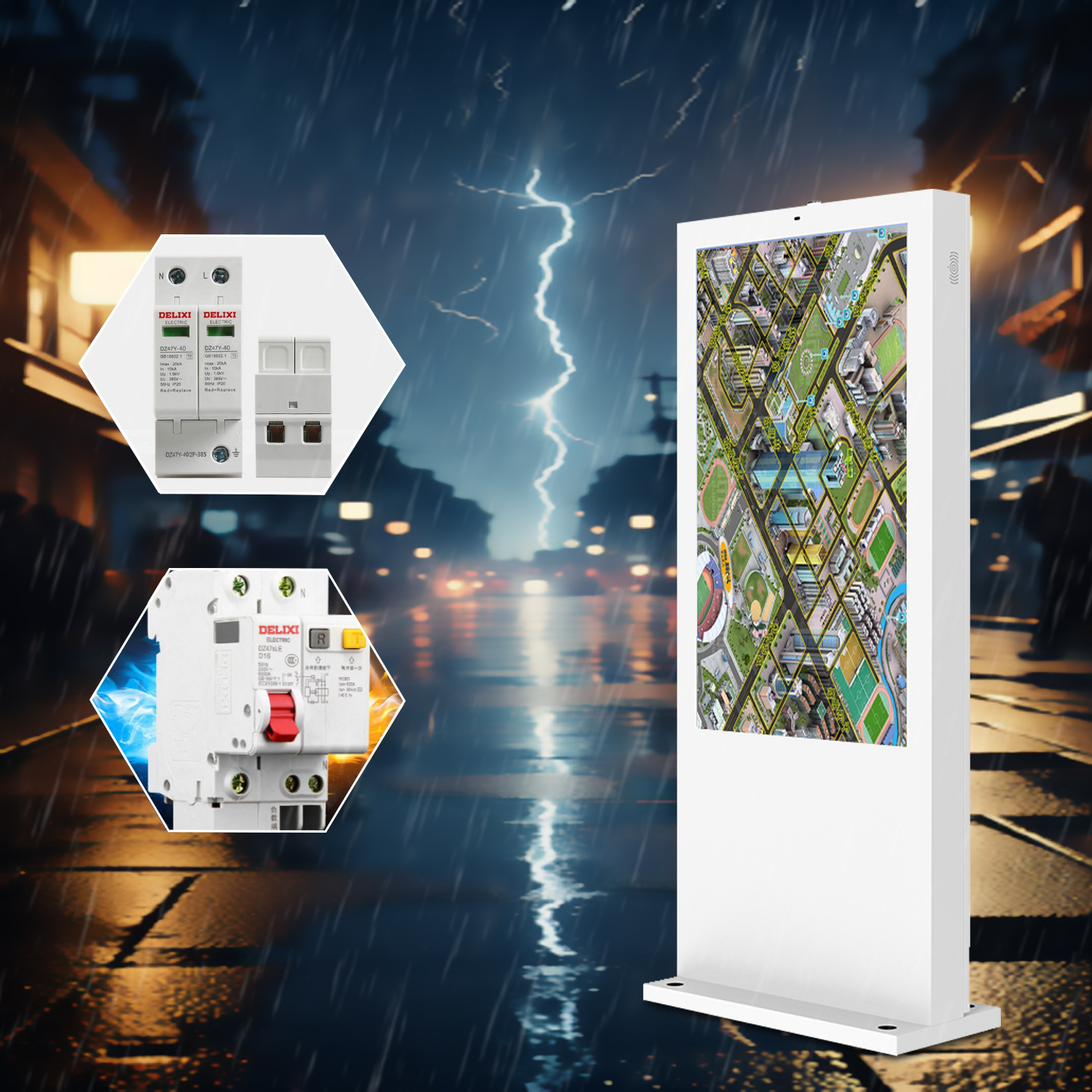 55 pulgadas máquina de publicidad al aire libre pantalla grande pantalla dividida sistema de distribución de mensajes remotos alta caja impermeable a prueba de lluvia resaltada