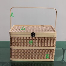 碳化假双层方型竹编礼品竹篮  盛装端午粽子  中秋月饼等礼品包装