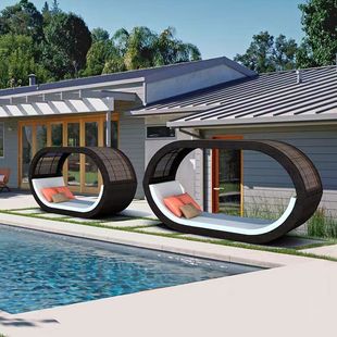 Outdoor Rattan Bed Villa Bath Center Club Pool Courtyard Leisure Seaside Sun Beach Sofa Bed