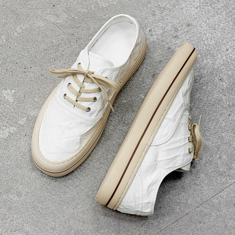 Washed vintage lace-up thick-soled German training shoes for men, summer old money style, minimalist low-top casual versatile sneakers Washed vintage lace-up thick-soled German training shoes for men, summer old money style, minimalist low-top casual versatile sneakers