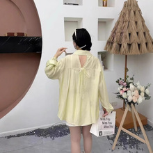 轻薄开衫防晒衬衫女2025夏季新款后背开叉蕾丝性感百搭上衣罩衫