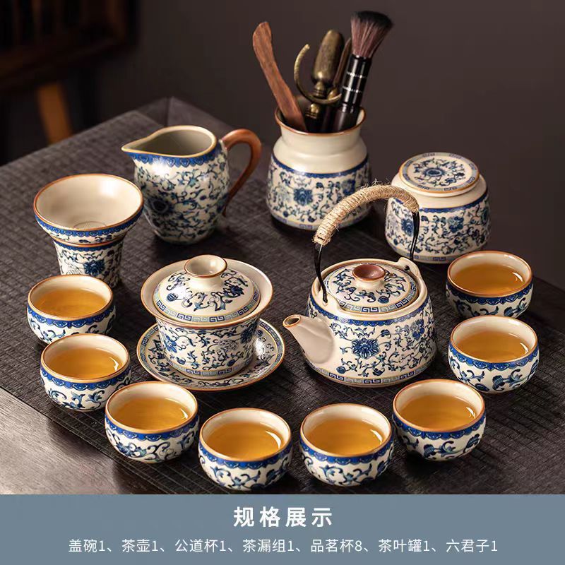 Alta calidad Nuevo 2024 nuevo arroz verde huangru horno kung fu conjunto de té doméstico ligero de lujo de alta calidad cerámica china tetera taza de té