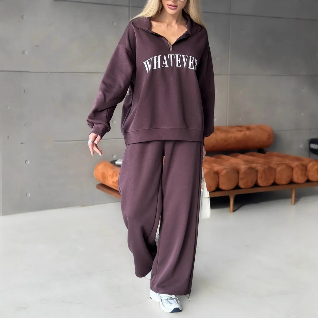Stylish Printed Lounge Set – Zip-Up Hoodie & Matching Jogger Pants (Blue, Brown, Grey, Yellow, Red, Pink, S-5XL)_voghion.com