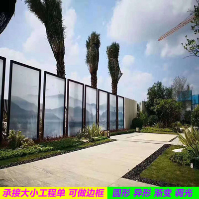 customized Large board Landscape painting Glass outdoors Scenery Two-sided Super White Effect 88 partition Laminated