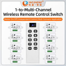 英文版一拖多路灯具遥控开关433无线控制器超市展厅仓库遥控开关
