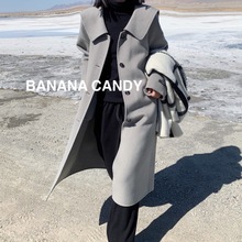 Banana candy高级感羊毛中长款毛呢大衣女加厚2023秋冬长款呢大衣