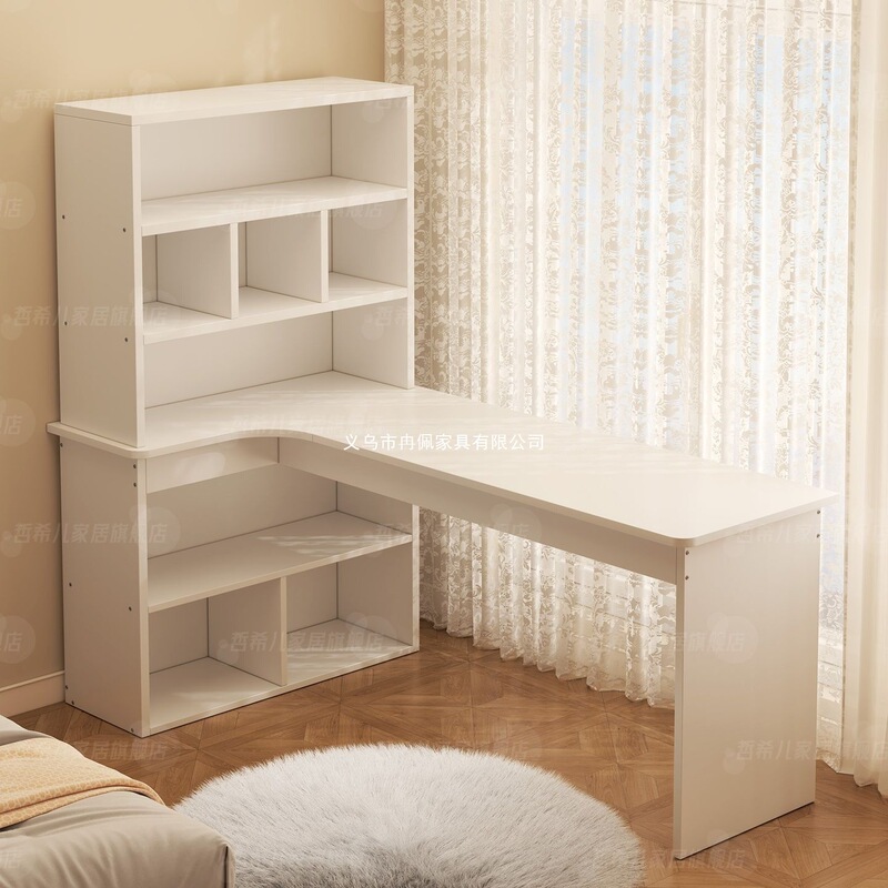 Corner Desk for Home Use, Study Table, Bedroom Vanity Table for Girls, Integrated Bookshelf, L-Shaped Corner Computer Desk