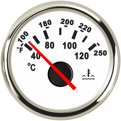 52mm threaded installation loader excavator car truck ship modified Universal water temperature meter thermometer (automobile instrument) - silver-edge-white-background-pointer
