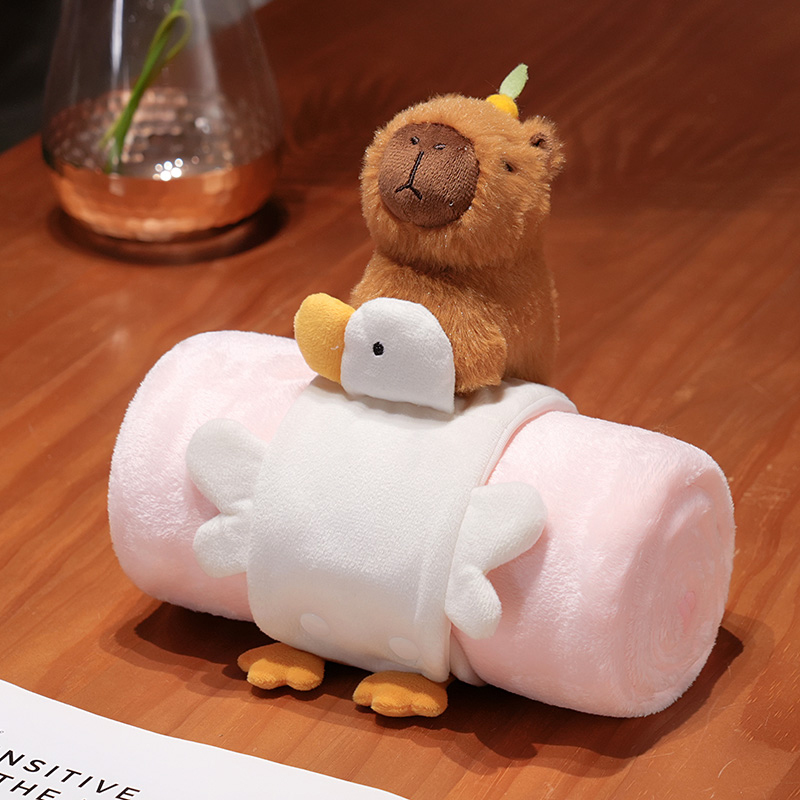 Bebés de dibujos animados encantadores muñecas de animales con mantas muñecas de peluche 2 en 1 para niños y niñas siesta almohada mantas