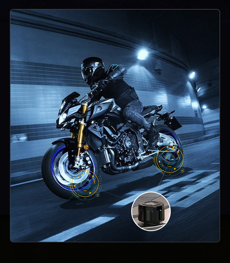 Motorcycle Tire Pressure Monitor Wireless Solar-Powered External Electric Vehicle Tire Pressure Detector High-Precision Voice Feature