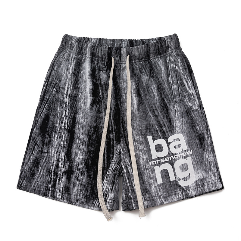 Qihong Clothing Store American Retro Trendy Design Tie-Dye Letter Sports Casual Summer Niche Personality Niche Men's and Women's Shorts