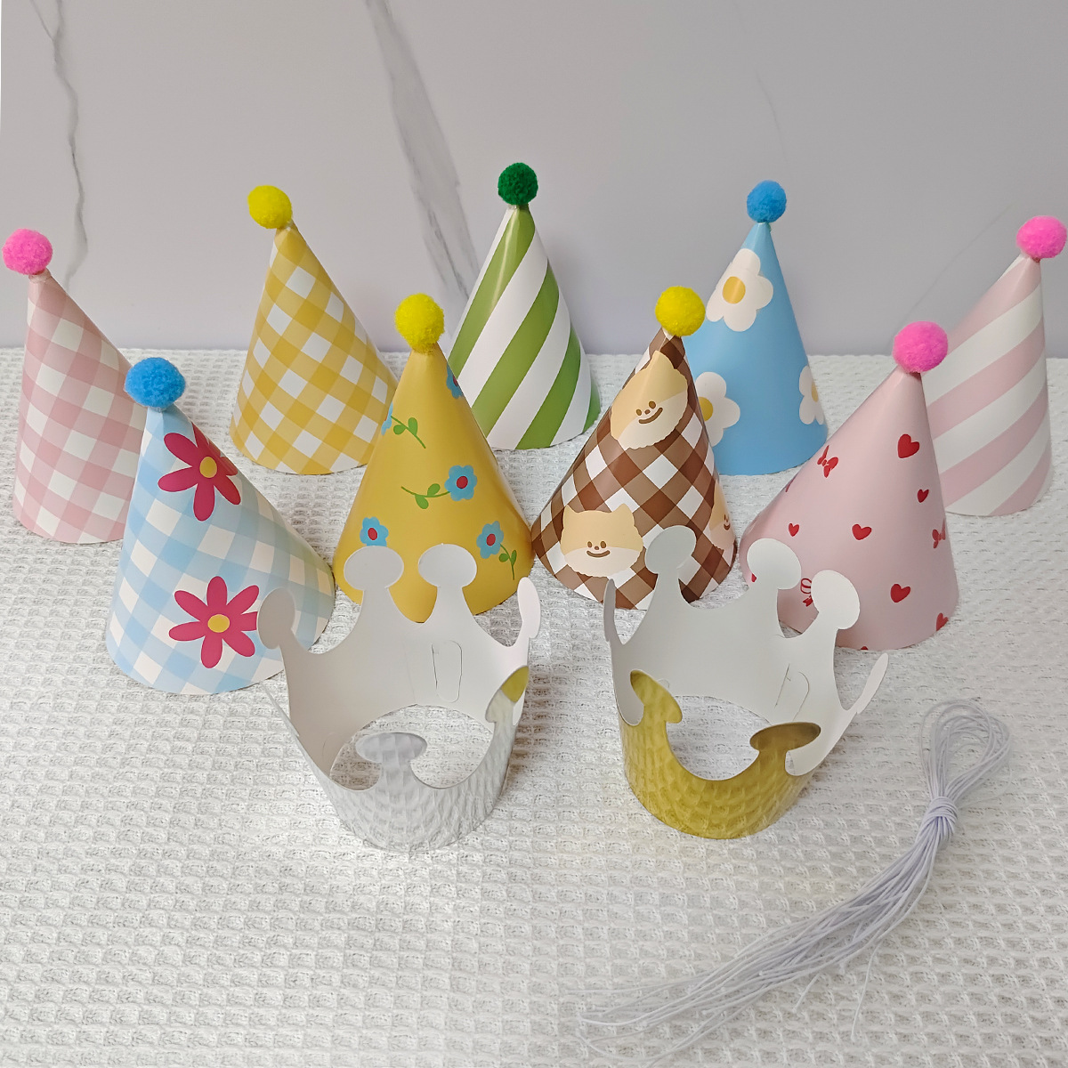 Sombrero de cumpleaños para niños, gorro de fiesta de lunares, bebé, luna llena, accesorios fotográficos, gorro de corona al por mayor, padre e hijo