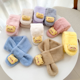 New Children's Scarf Winter Korean-style Cute All-match Thickened Plush Scarf for Boys and Girls Baby Children's Scarf