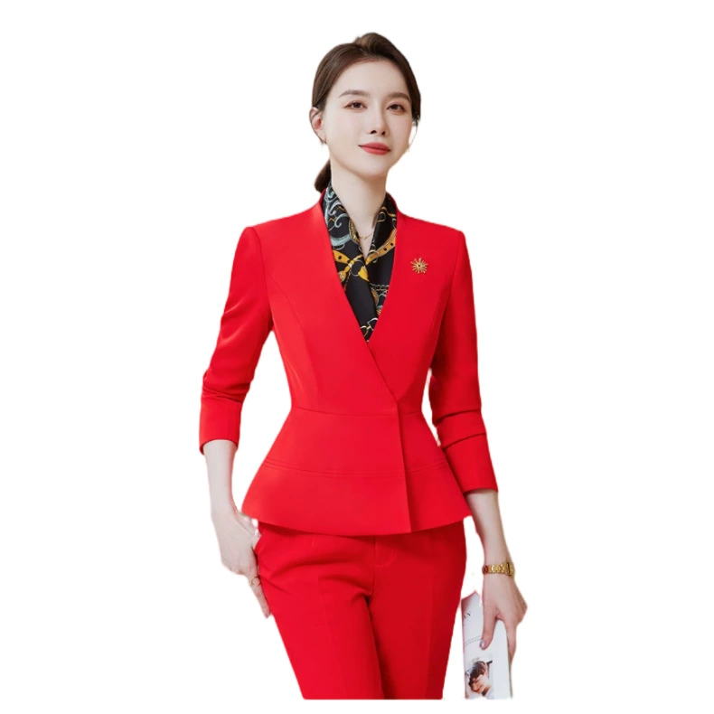Женский костюм для делового стиля, летний, с короткими рукавами, новый, формальный, высококачественный пиджак для стойки регистрации, косметолога, собеседования, рабочая одежда