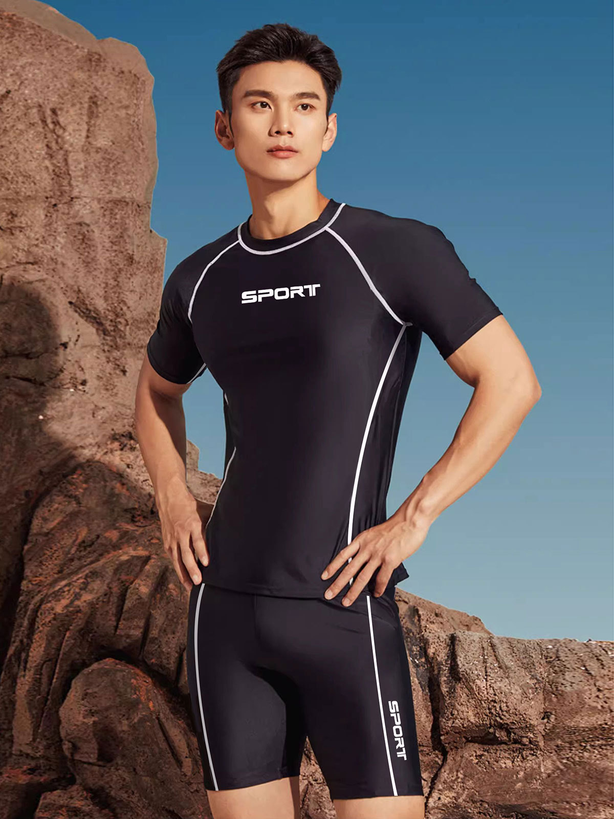 Conjunto de Traje de Baño para Hombre de Poliéster para Natación image 3