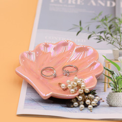 Pink Shell Plate Cross-Border European Creative Ceramic Simple Irregular Fruit Plate Small Dish Decorative Storage Plate