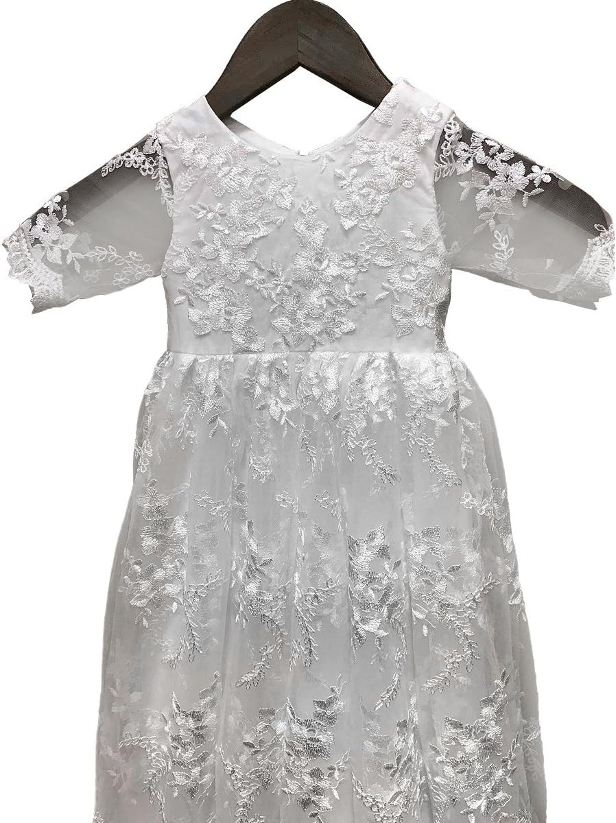 Conjunto de ropa de bautizo y primer cumpleaños para bebé, estilo europeo y americano, de manga corta, doble capa, con encaje largo, para comercio transfronterizo en Amazon, envío directo.