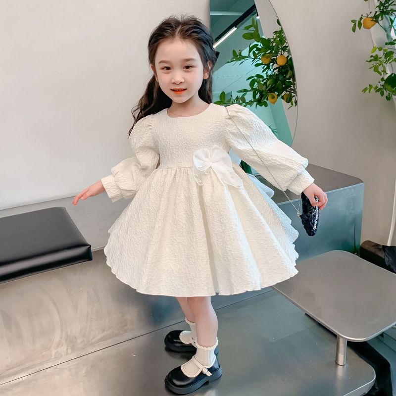 女宝宝后背蝴蝶结公主裙2025春秋儿童长袖连衣裙女童仙女礼服裙子|undefined