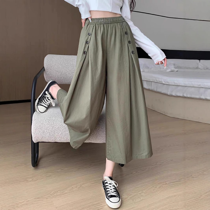 2024 Large Size Casual Wide Leg Pants Women's Spring and Summer Pear-Shaped Body Slimming Loose High Waist Dummy Pants for Chubby Girls