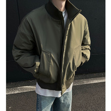 新加二色 高街立领棒球棉服飞行夹克棉衣短款外套男 H1030特590
