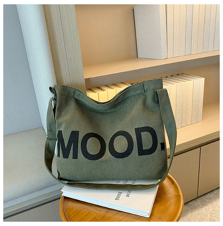 Canvas bag, large-capacity crossbody, ins Korean version student tote bag, single-shoulder girls' tutorial bag, hand-held shopping bag undefined