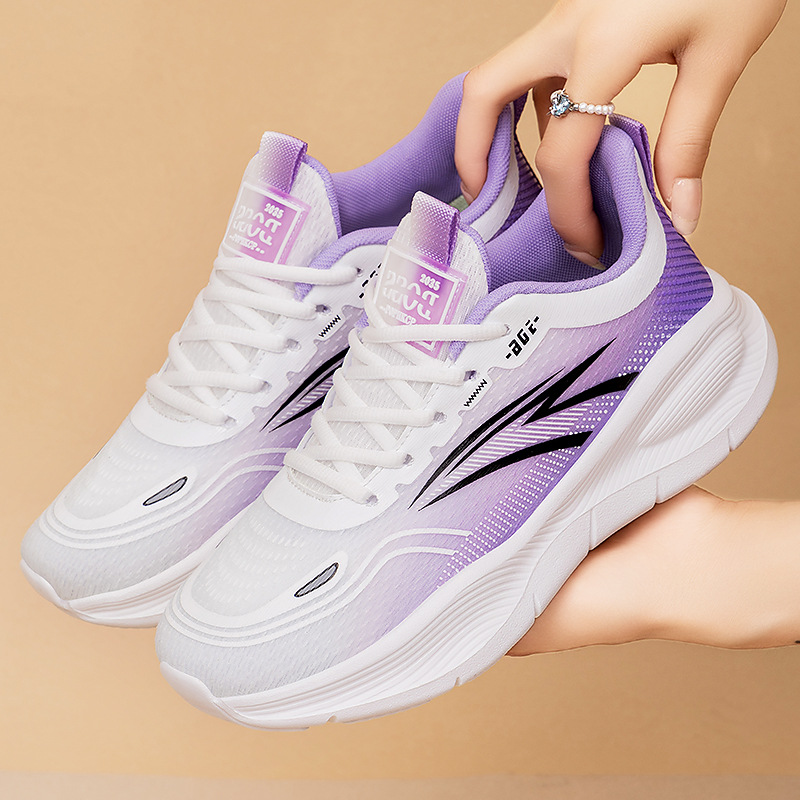 Zapatos de mujer, suela suave, pies no cansados, nuevos zapatos para correr transfronterizos de todo fósforo, zapatos deportivos de suela gruesa, zapatos casuales tejidos voladores transpirables