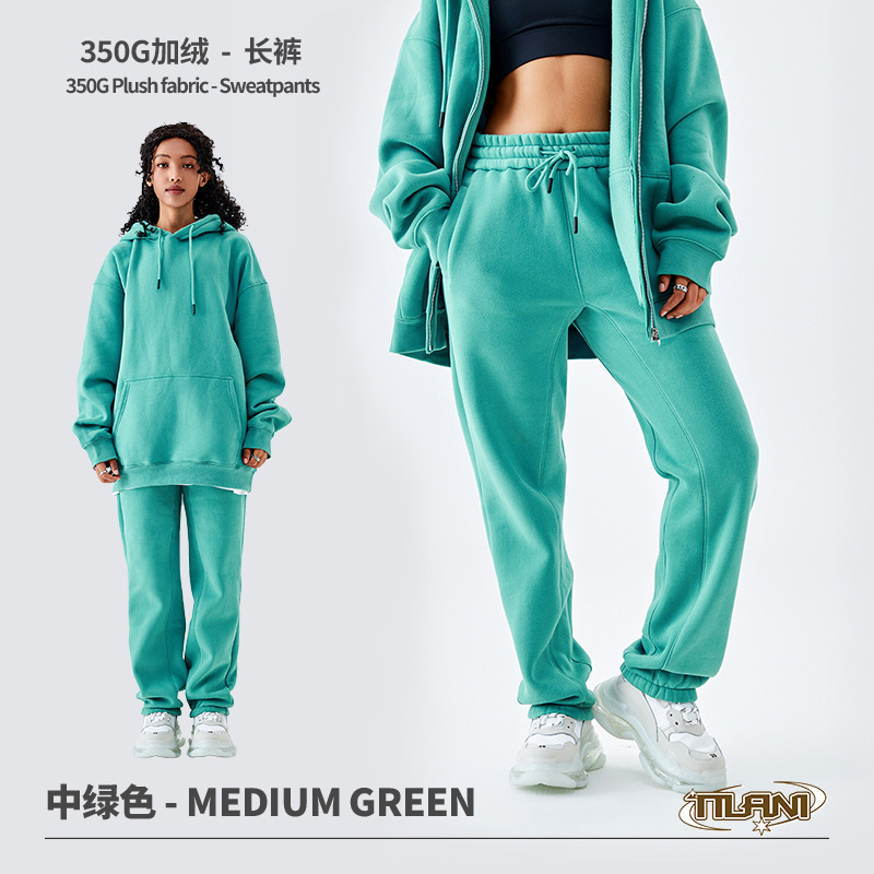 Pantalones Deportivos TILANI para Hombre, Colección Otoño-Invierno 25, Modelo Dopamine 350G, Forrados de Felpa, Gruesos, Holgados, Unisex, Color Sólido, Ropa Transfronteriza al por Mayor