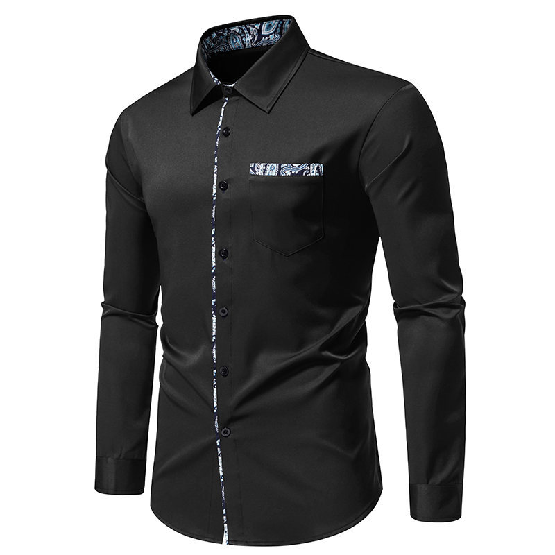 2024 Spring/Summer New European Size British Fashion Color Block Top Men's Long sleeved Shirt_voghion.com