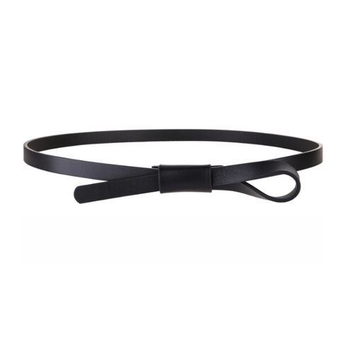 Top-layer cowhide knotted slim belt for women—versatile decorative leather belt for ladies, perfect with dresses and coats—small genuine leather belt.