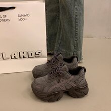 欧货厚底老爹鞋女小个子增高2025超火新款爆款秋季灰色休闲运动鞋