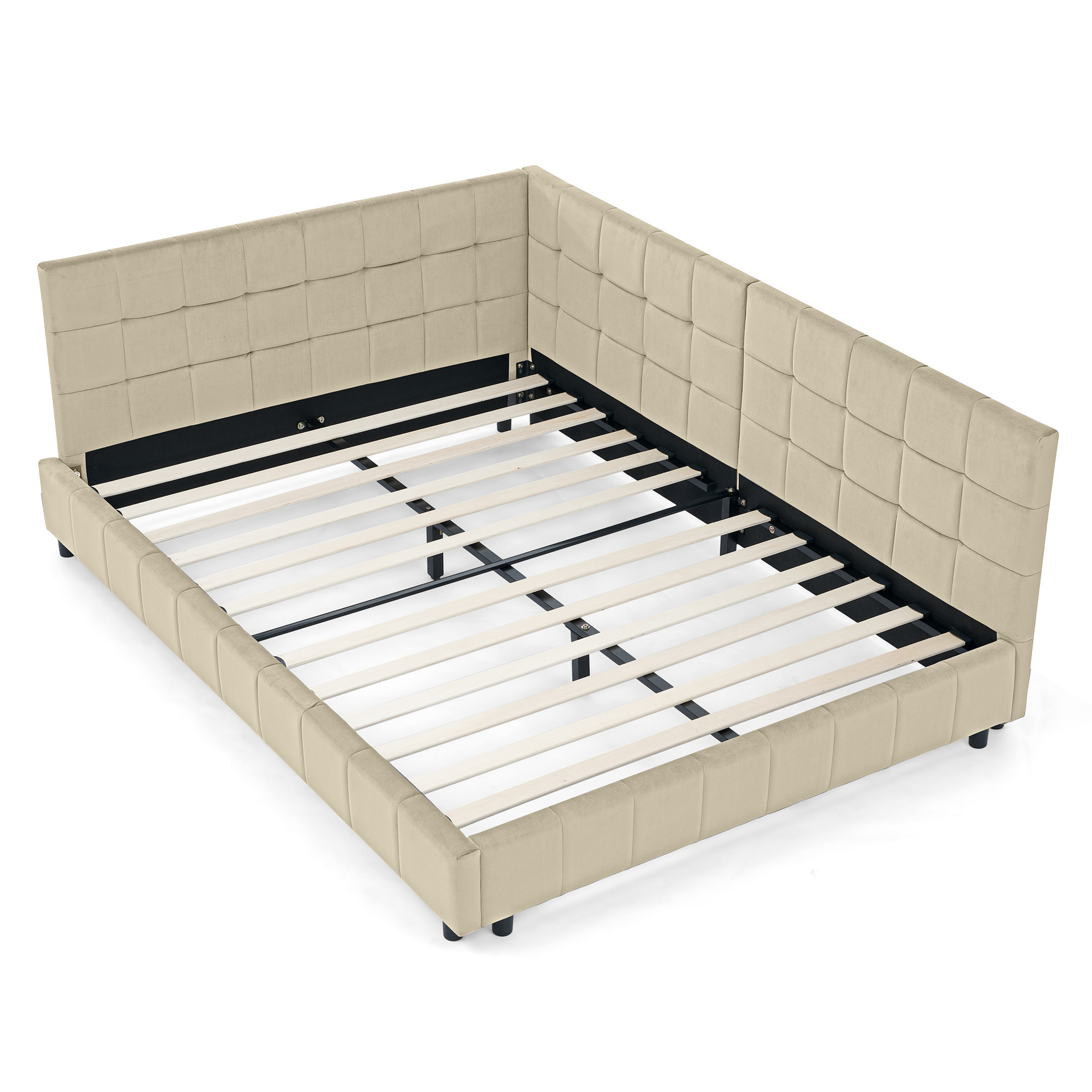 Camas de tela modernas y simples, lujosas nórdicas, camas dobles de dormitorio principal, paquetes blandos pequeños, red