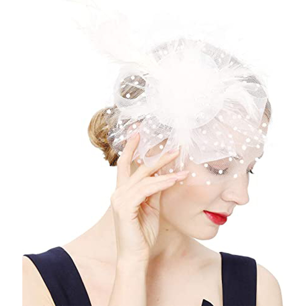 Retro Flower Gauze Feather Party Headpieces display picture 1